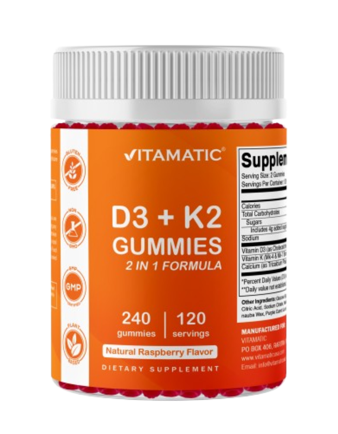 Vitamin D3 K2 with Calcium Gummies - 240 Count