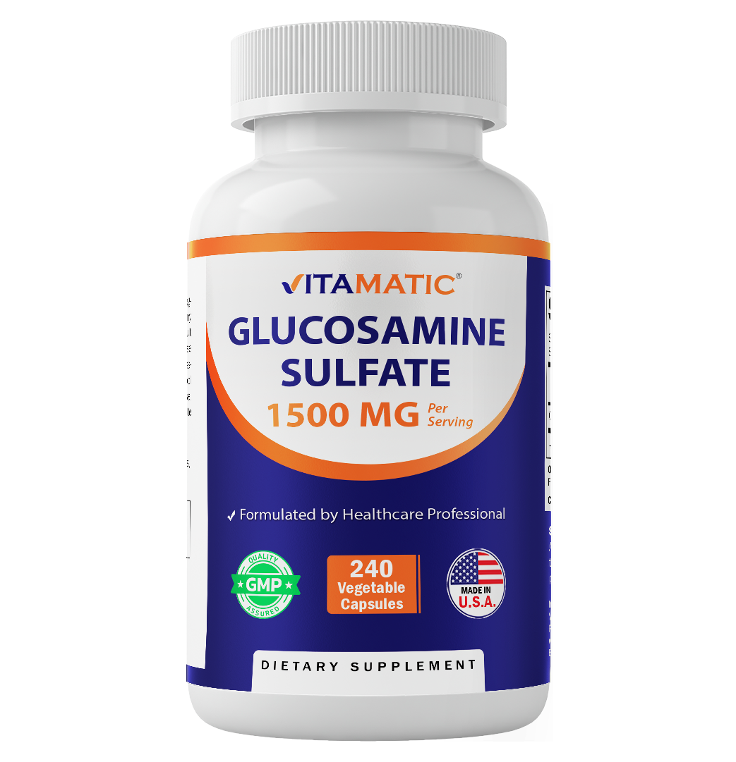 Glucosamine Sulfate Supplement, 1500mg, 240 Capsules  Vitamatic