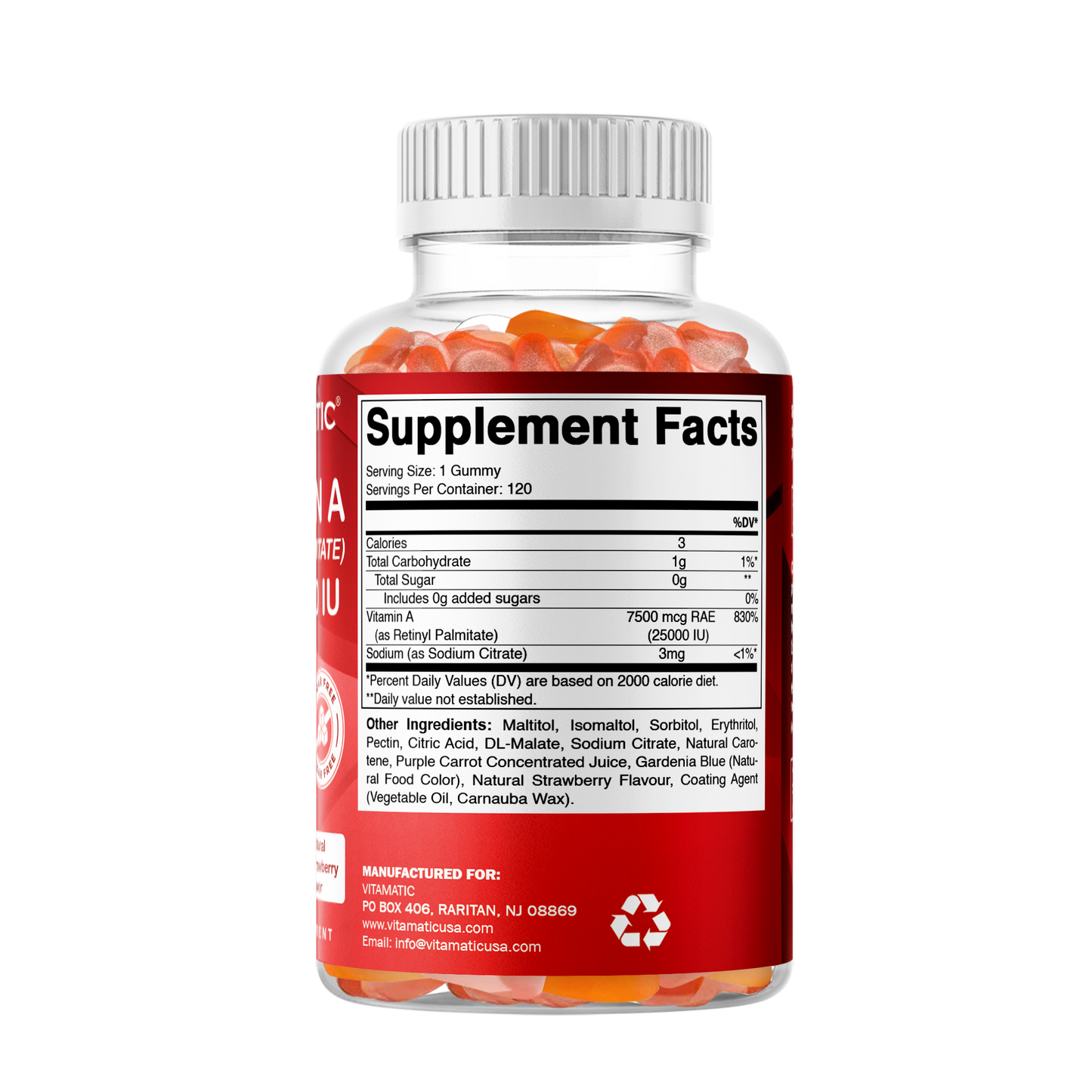 Sugar Free Vitamin A 25000 IU - 120 Gummies