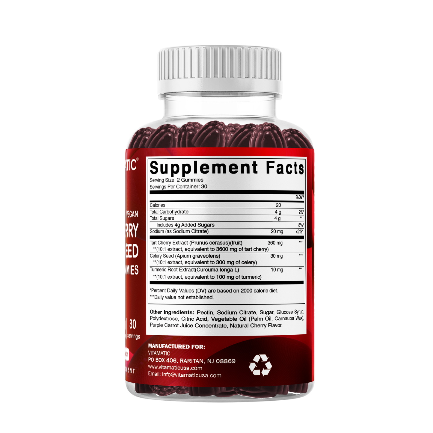 Tart Cherry with Celery Seed 4000 mg - 60 Vegan Gummies