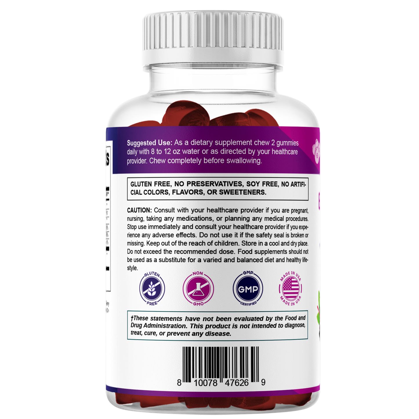 Vitamatic Elderberry Gummies with Vitamin C & Zinc – Mixed Berry Flavor– 60 Gummies
