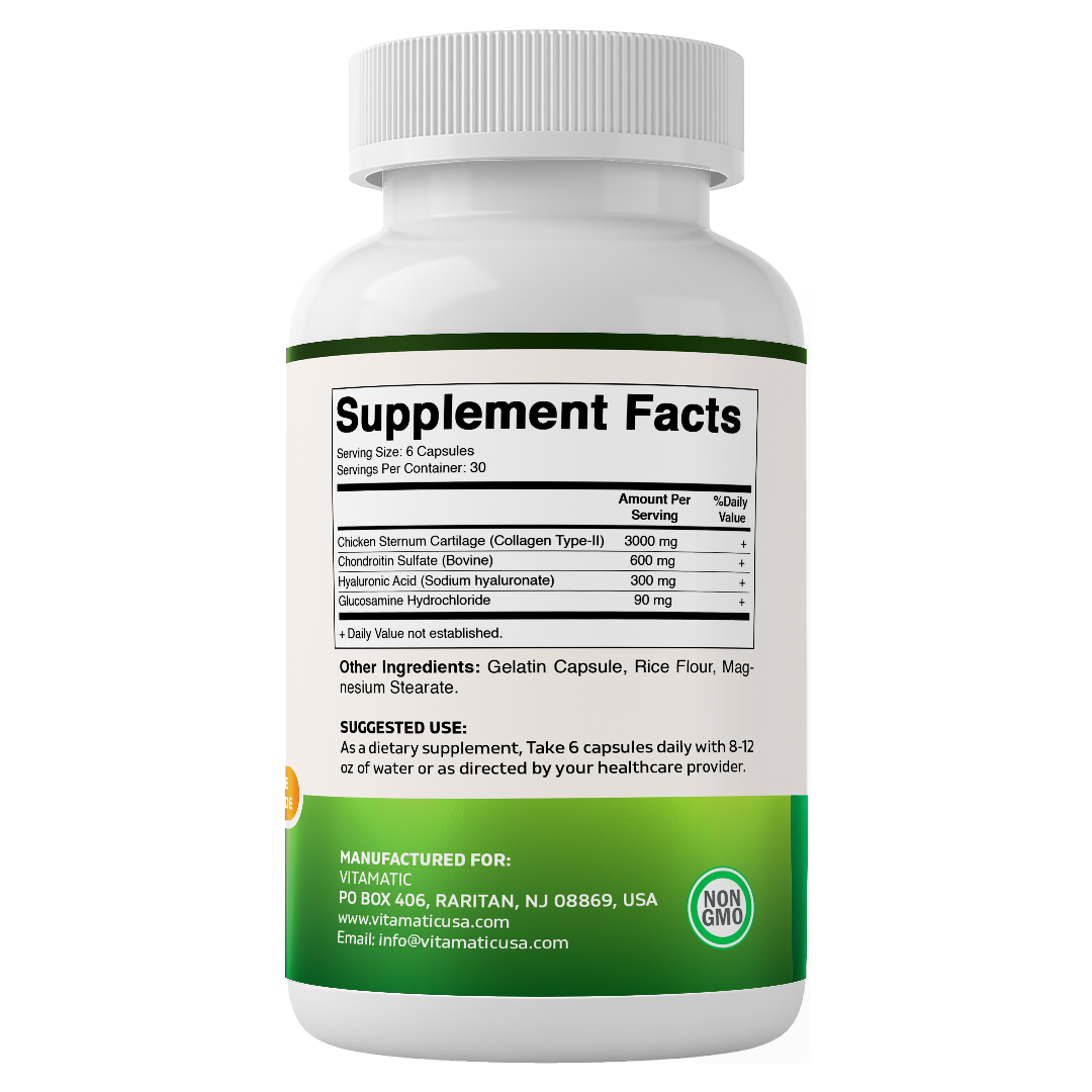 Chicken Collagen 3000 mg (Per Serving) with Glucosamine, Chondroitin & Hyaluronic Acid | 180 Capsules