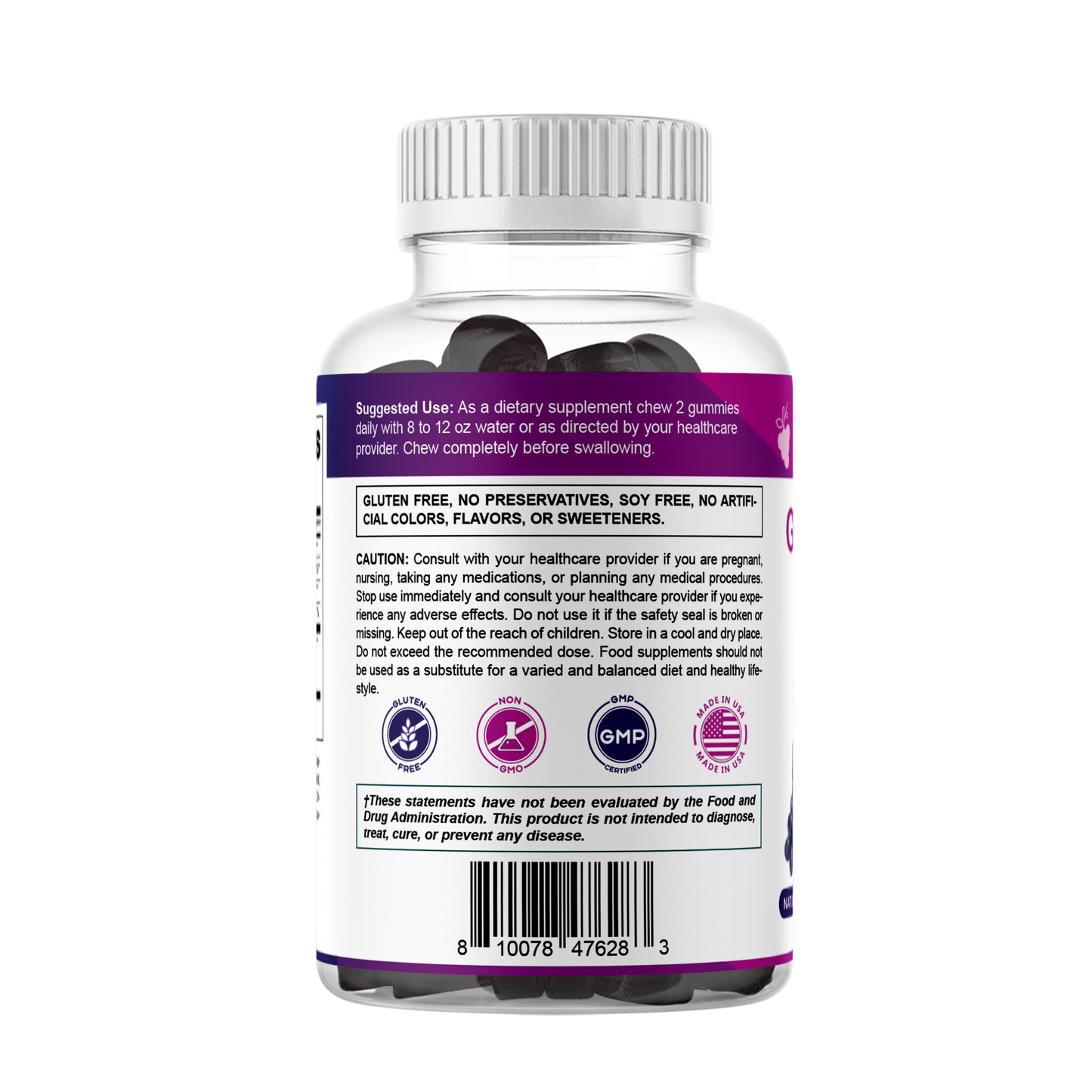 Grape Seed Extract Gummies – 1500 mg Equivalent per Serving - 60 Gummies – Natural Grape & Black Currant Flavor