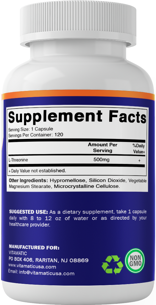 L-Threonine 500 mg - 120 Vegetable Capsules