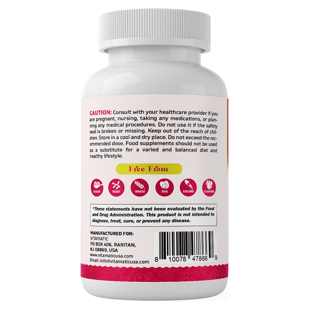 Cranberry 500 mg 100:1 Extract (2 Capsules) with Vitamin C & E – 120 Veg Capsules