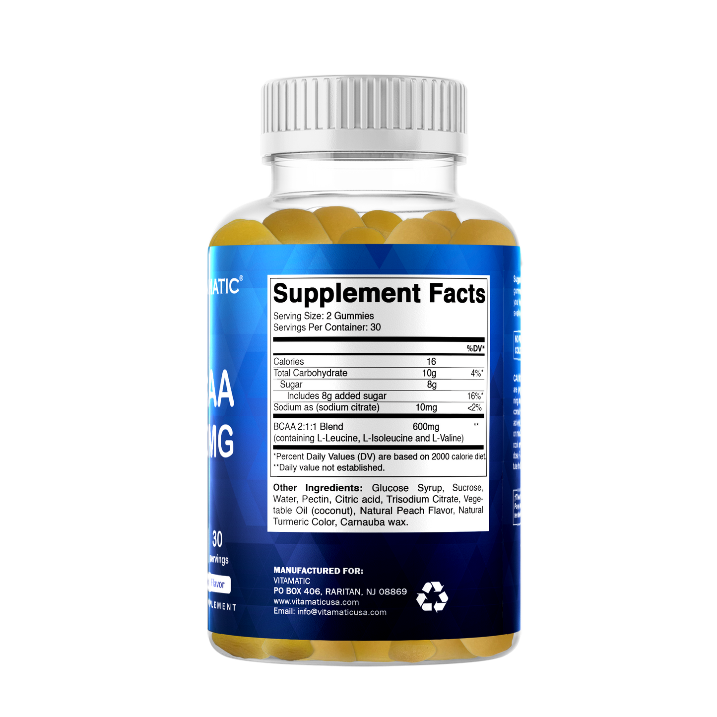 BCAA 600mg - 60 Vegan Pectin Based Gummies