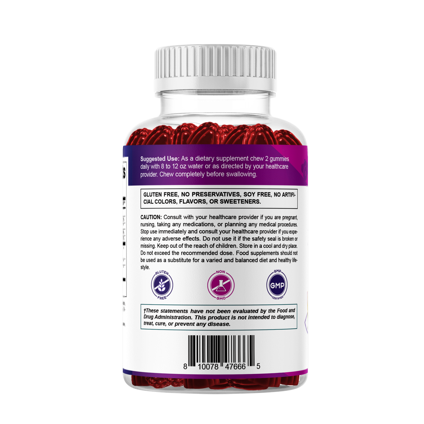 Vitamatic Stress Relief Gummies with GABA, L-Theanine, Lemon Balm – Lemon & Mixed Berry Flavor – 60 Gummies