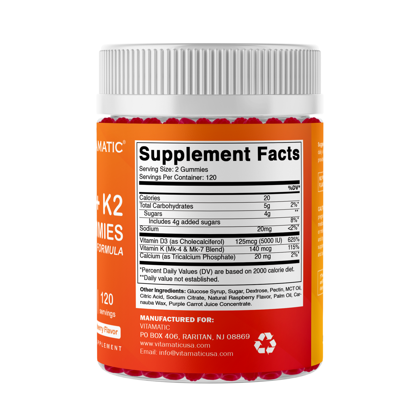 Vitamin D3 K2 with Calcium Gummies - 240 Count