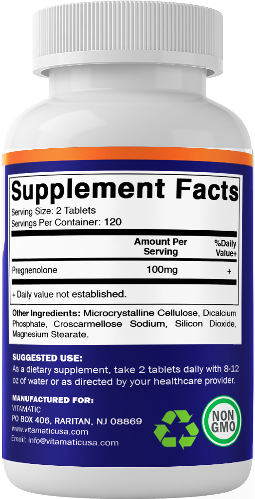 Vitamatic Pregnenolone 100 mg per Serving – 240 Tablets
