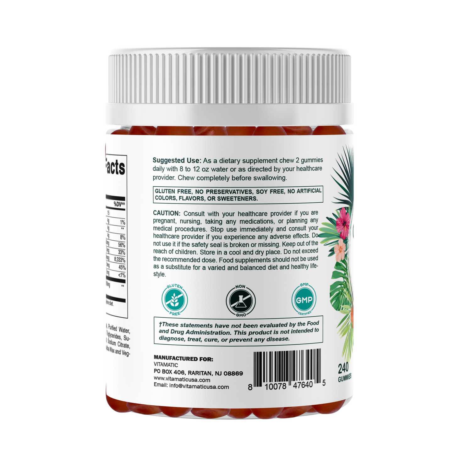 Hydrolyzed Collagen Gummies with Vitamin C, Zinc and Biotin, 200 mg per serving - 240 Gummies