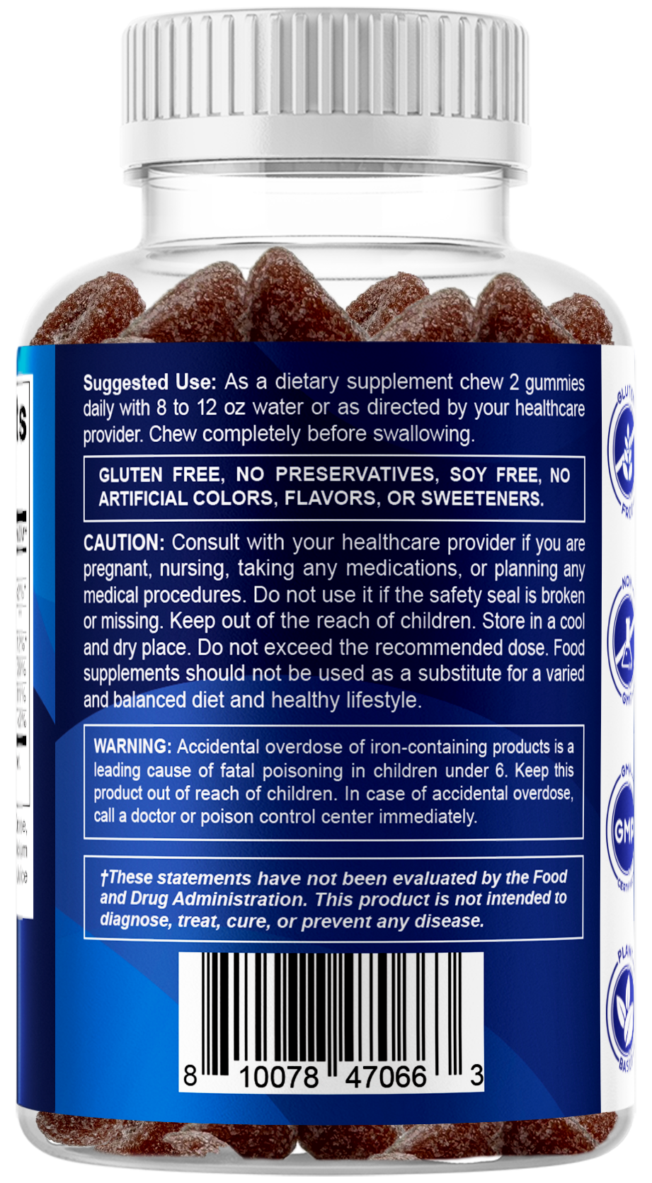 Vitamatic Iron 20mg + Vitamin C Vegan Gummies, 60 Count