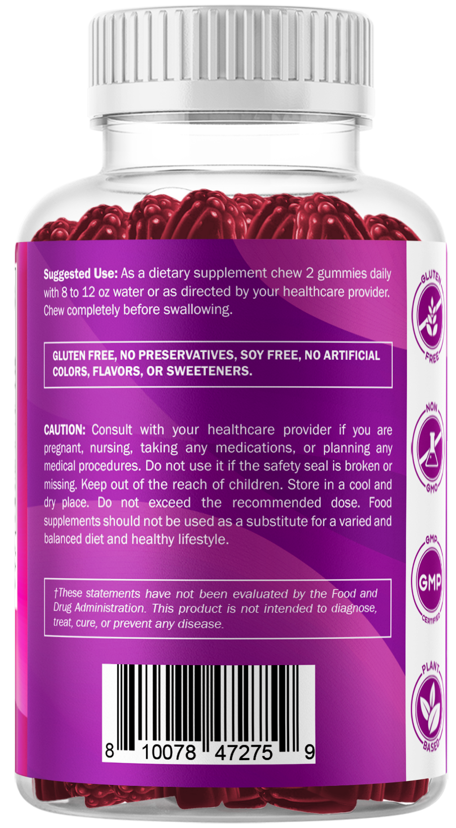 Vitamatic Vitamin B6 100mg Strawberry Gummies, 60 Count