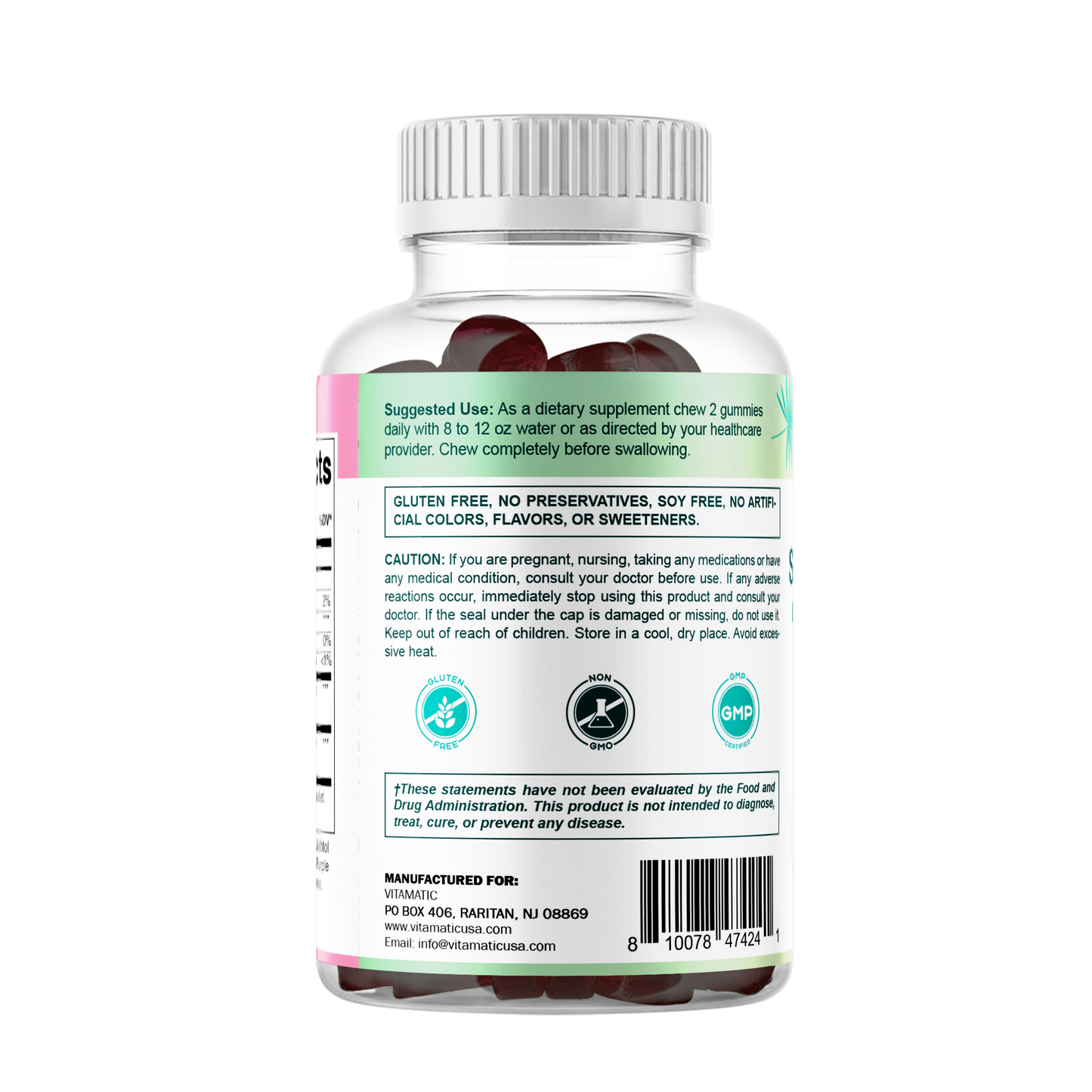 Vitamatic Saw Palmetto & Pumpkin Seed Gummies – Natural Raspberry Flavor – 60 Count