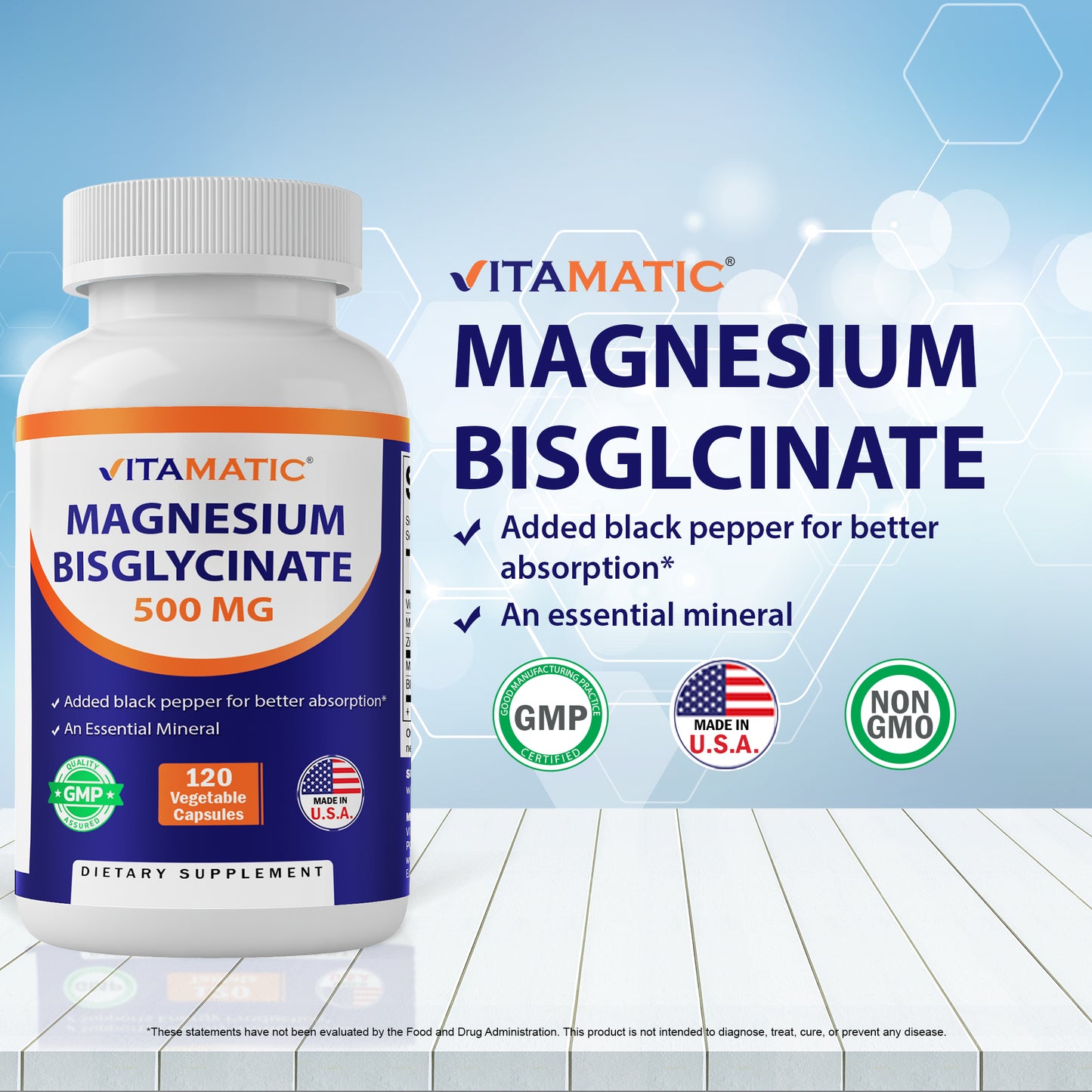 Magnesium Bisglycinate 500mg 120 Vegetarian Capsules