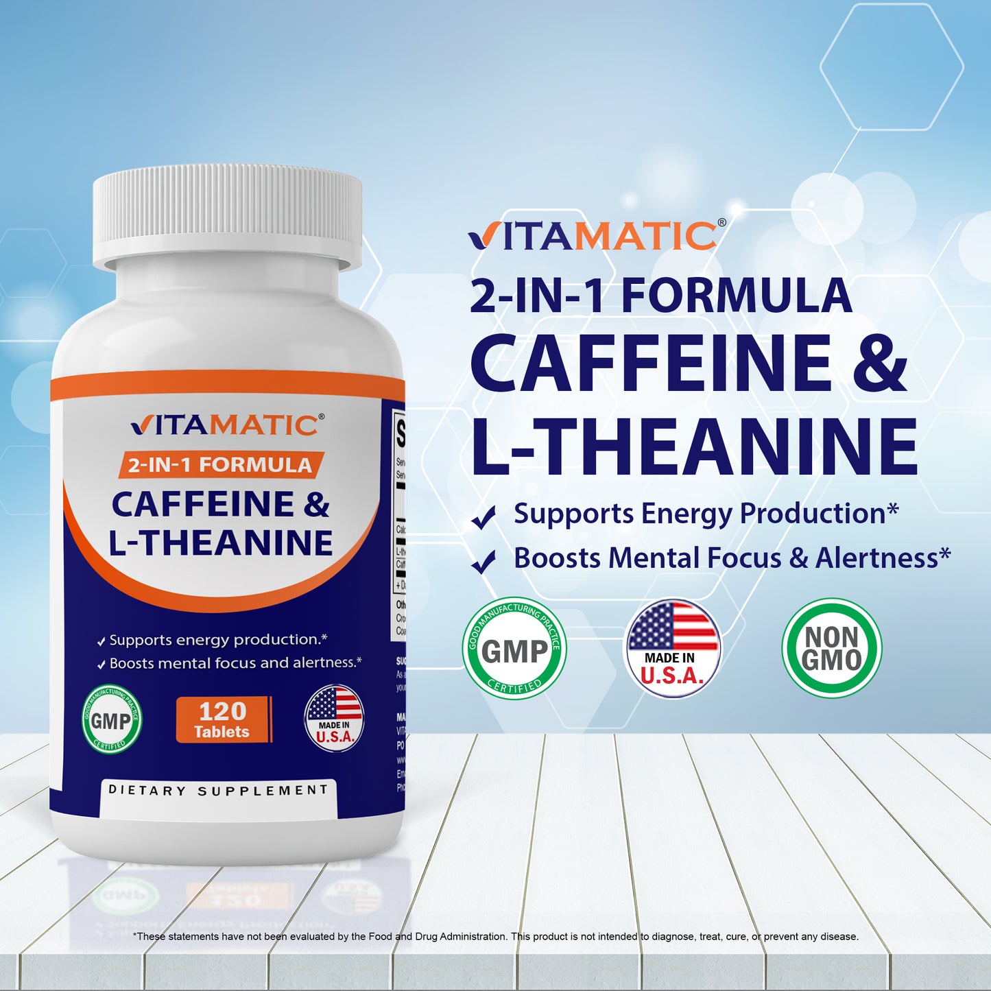 L-Theanine 200mg with Caffeine 100mg - 120 Tablets