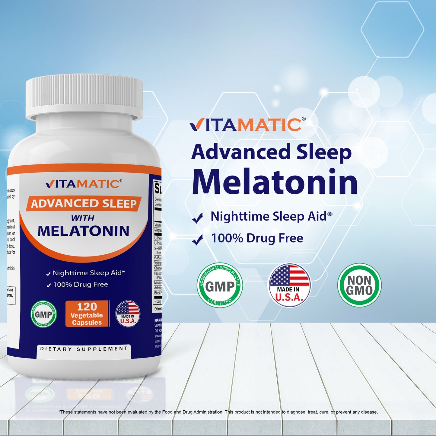 Advanced Sleep Aid with Melatonin - 120 Vegetable Capsules