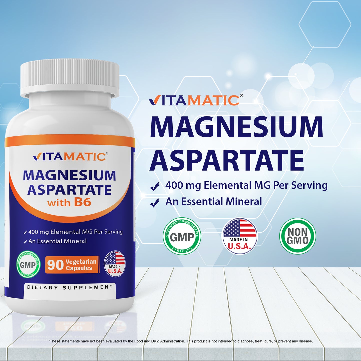 Magnesium Aspartate 400mg 90 Vegetarian Capsules