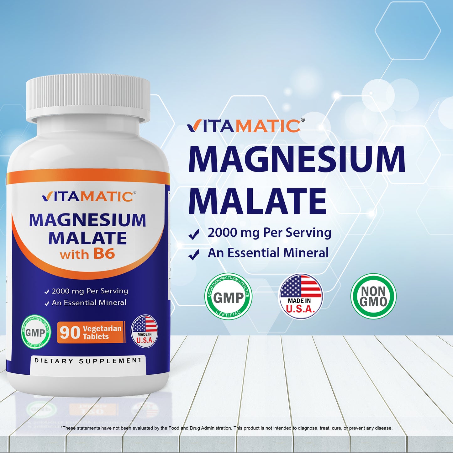 Magnesium Malate 2000mg 90 Vegetarian Tablets