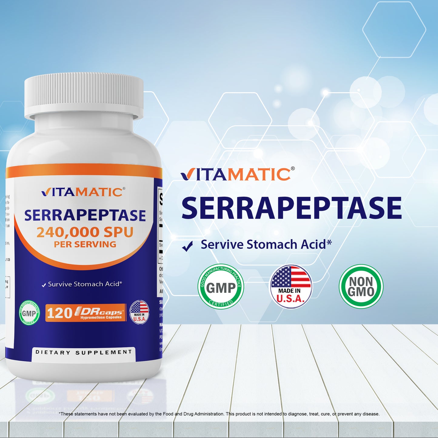 Serrapeptase 240,000 SPU 120 Delayed Released Capsules