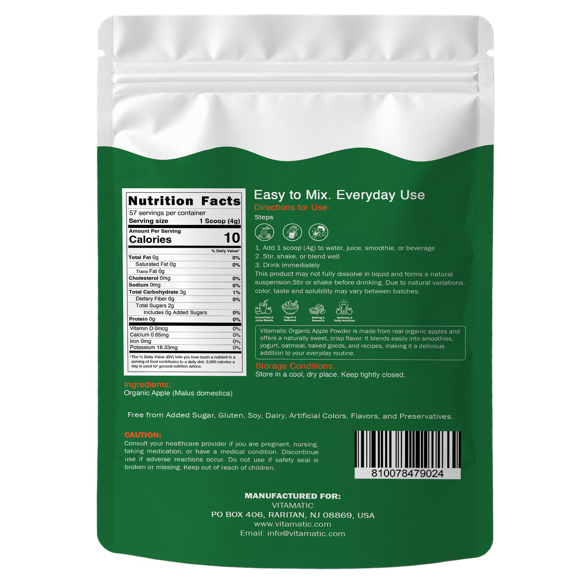 Vitamatic Organic Apple Juice Powder