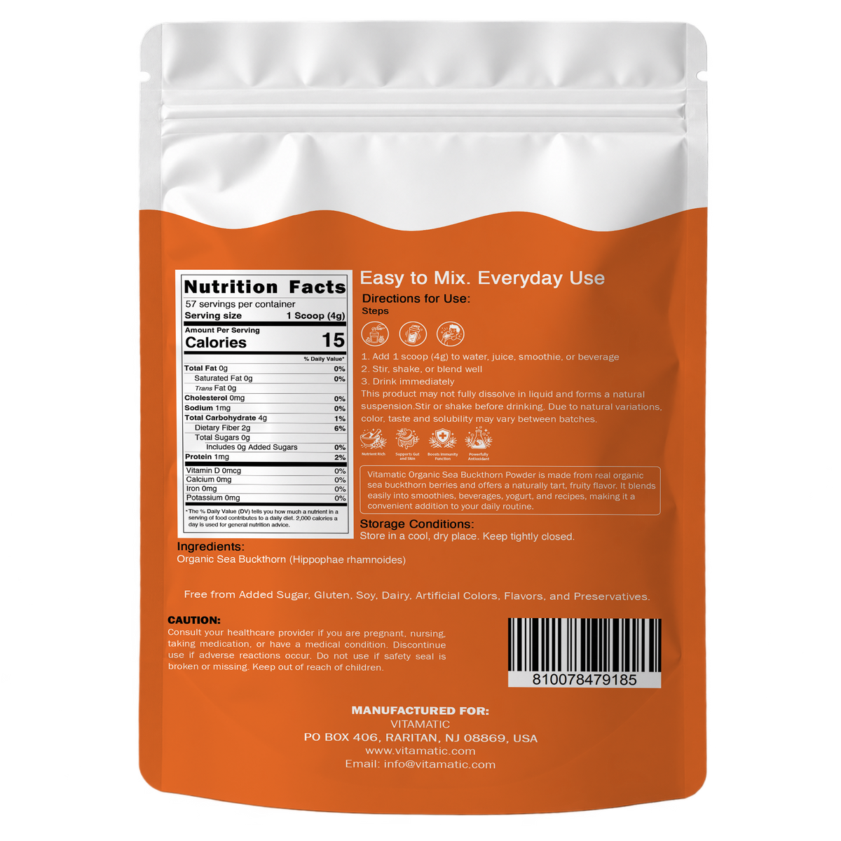 Vitamatic Organic Sea Buckthorn Powder