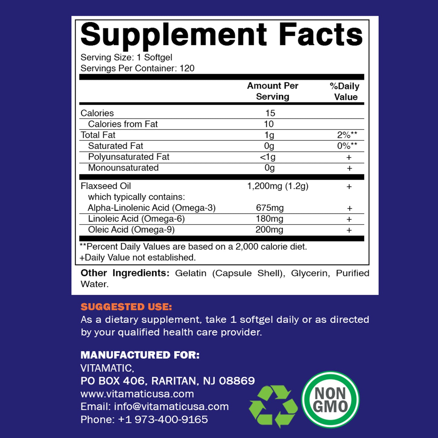 Flaxseed Oil 1200 mg 120 Softgels