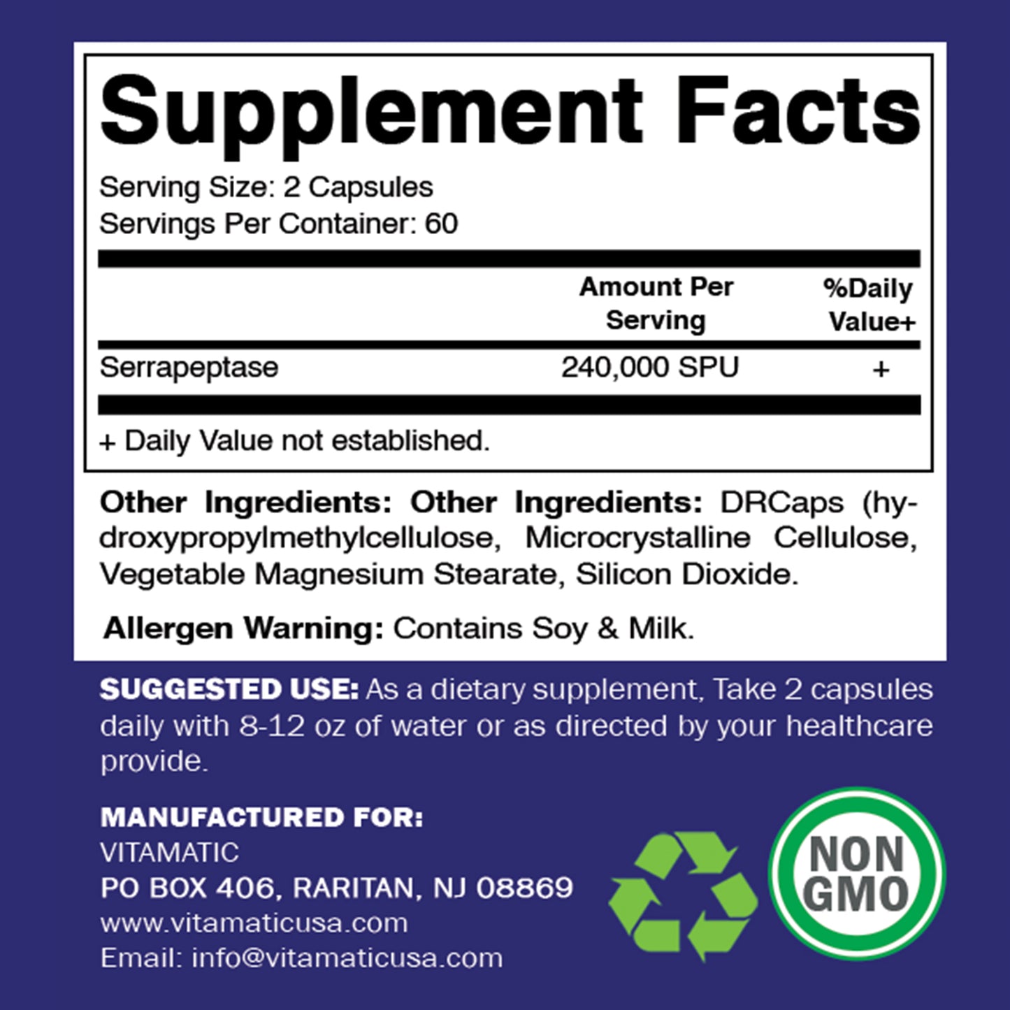 Serrapeptase 240,000 SPU 120 Delayed Released Capsules