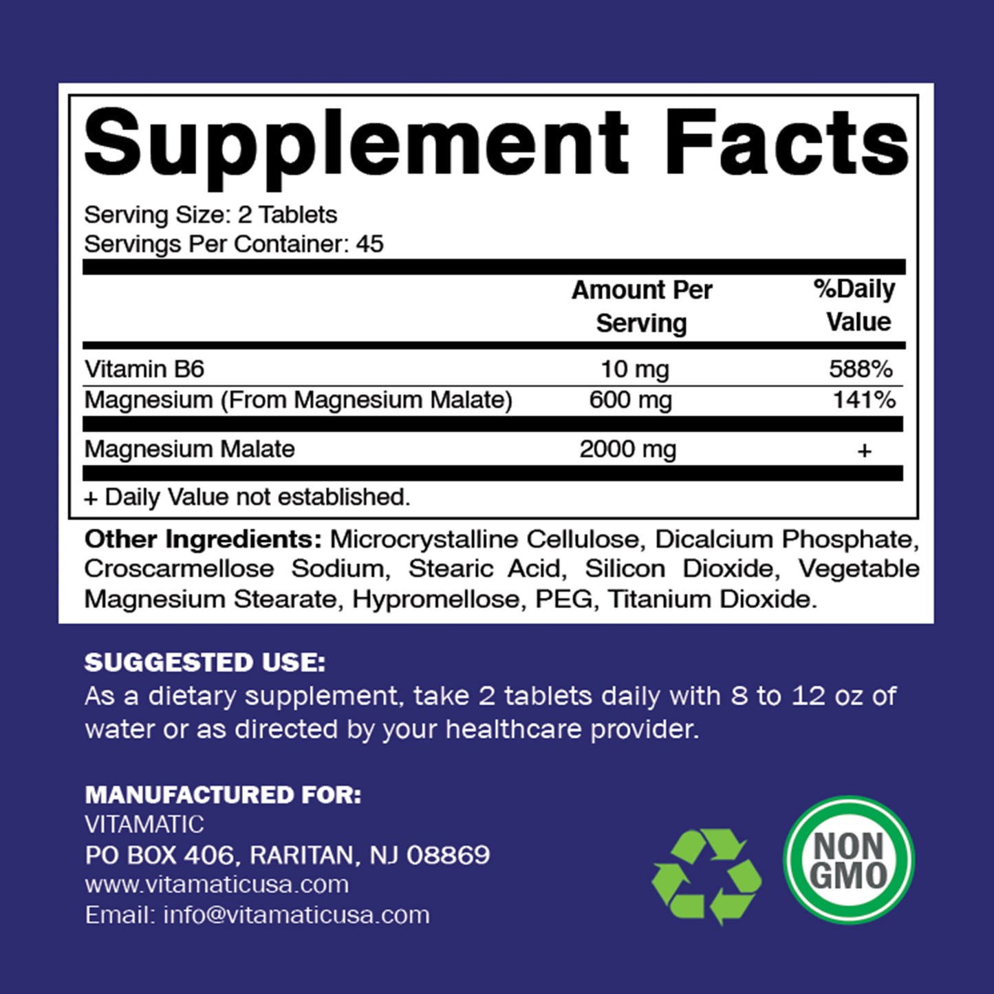 Magnesium Malate 2000mg 90 Vegetarian Tablets