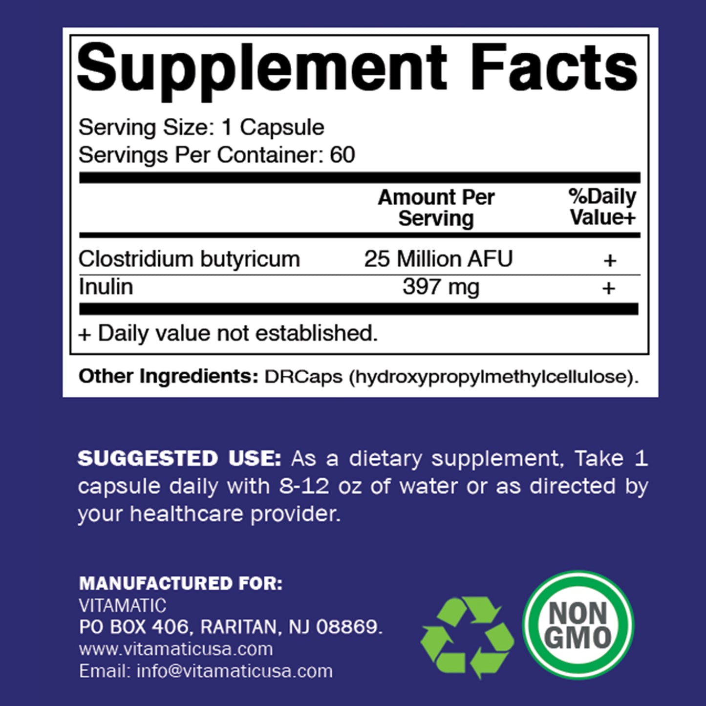 Clostridium butyricum 25 Million AFU - 60 DRCapsules