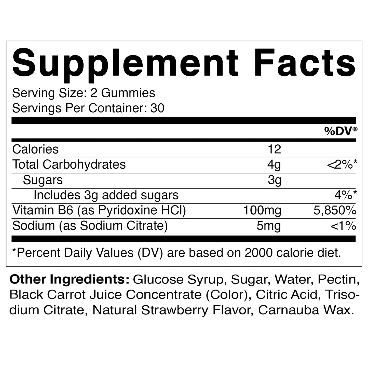 Vitamin B6 100mg - Strawberry Flavor - 60 Gummies