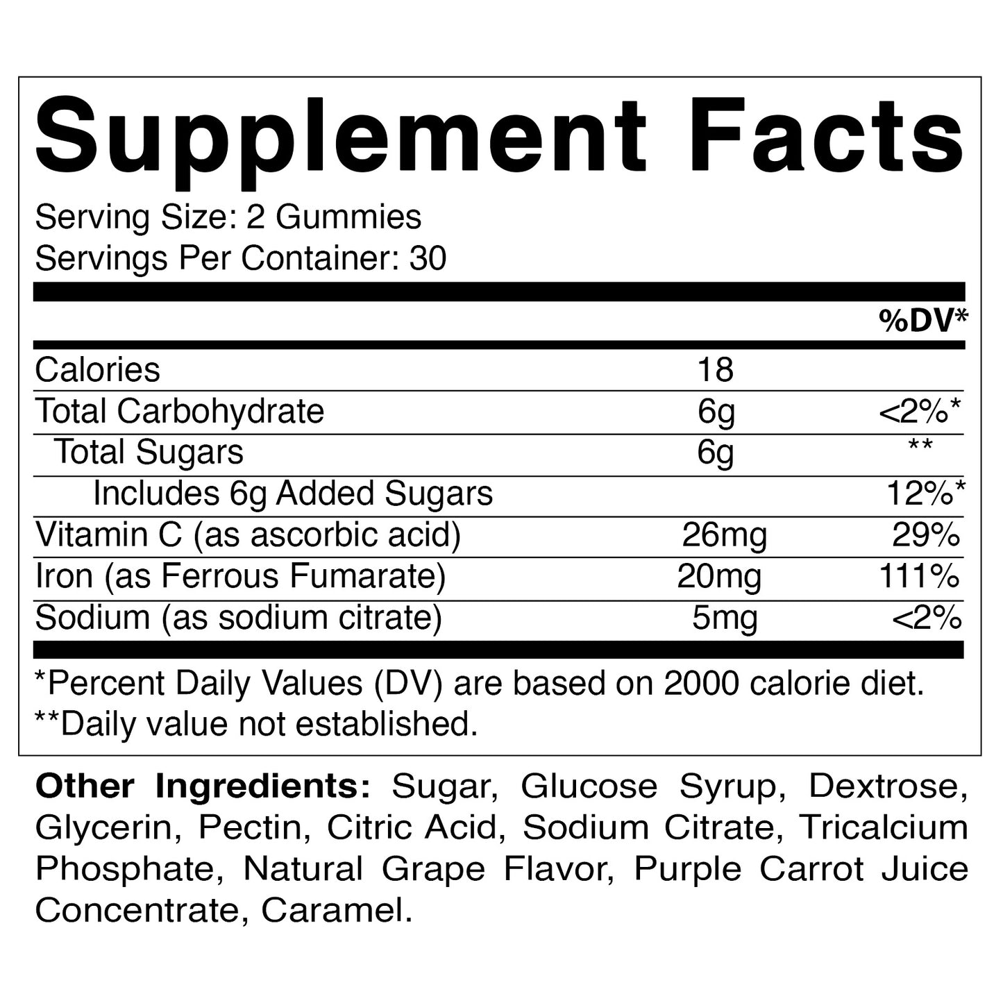 Iron 20 mg with Vitamin C 60 Vegan Gummies