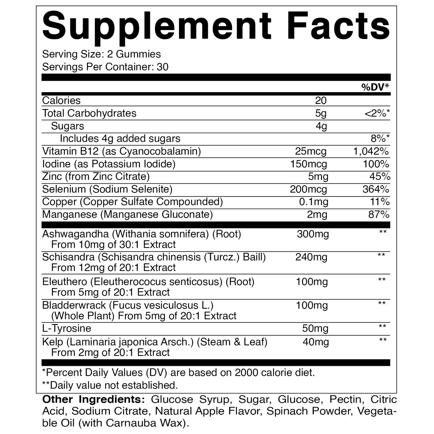 Thyroid Support with Kelp & Iodine - 60 Gummies