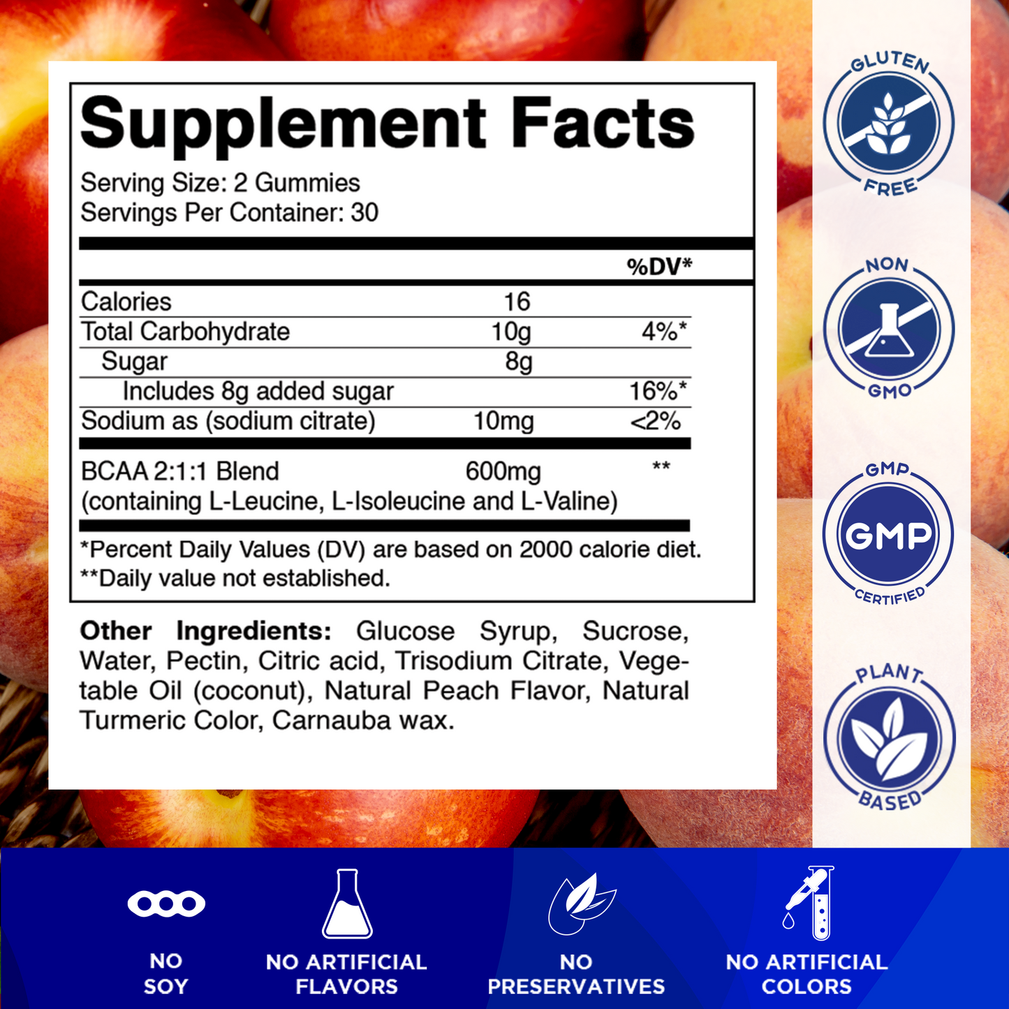 BCAA 600mg - 60 Vegan Pectin Based Gummies