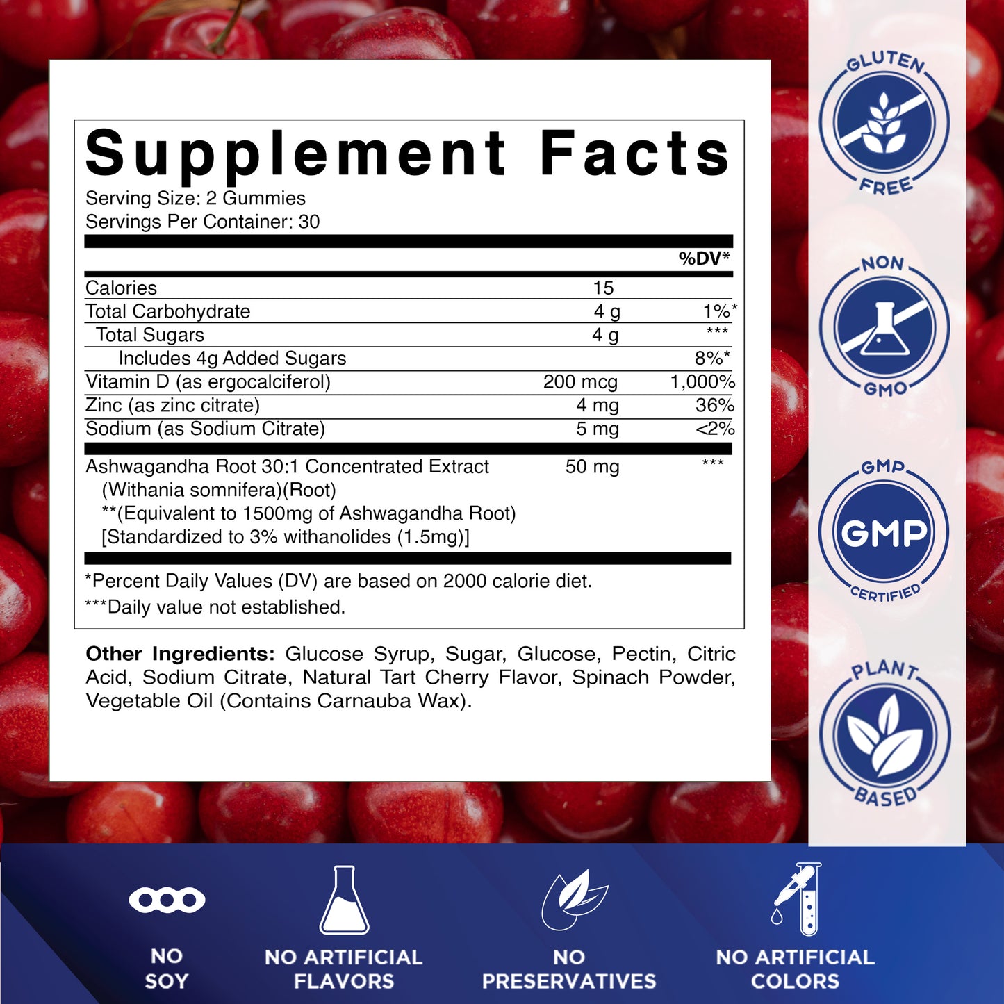 Ashwagandha 1500mg 60 Vegan Gummies