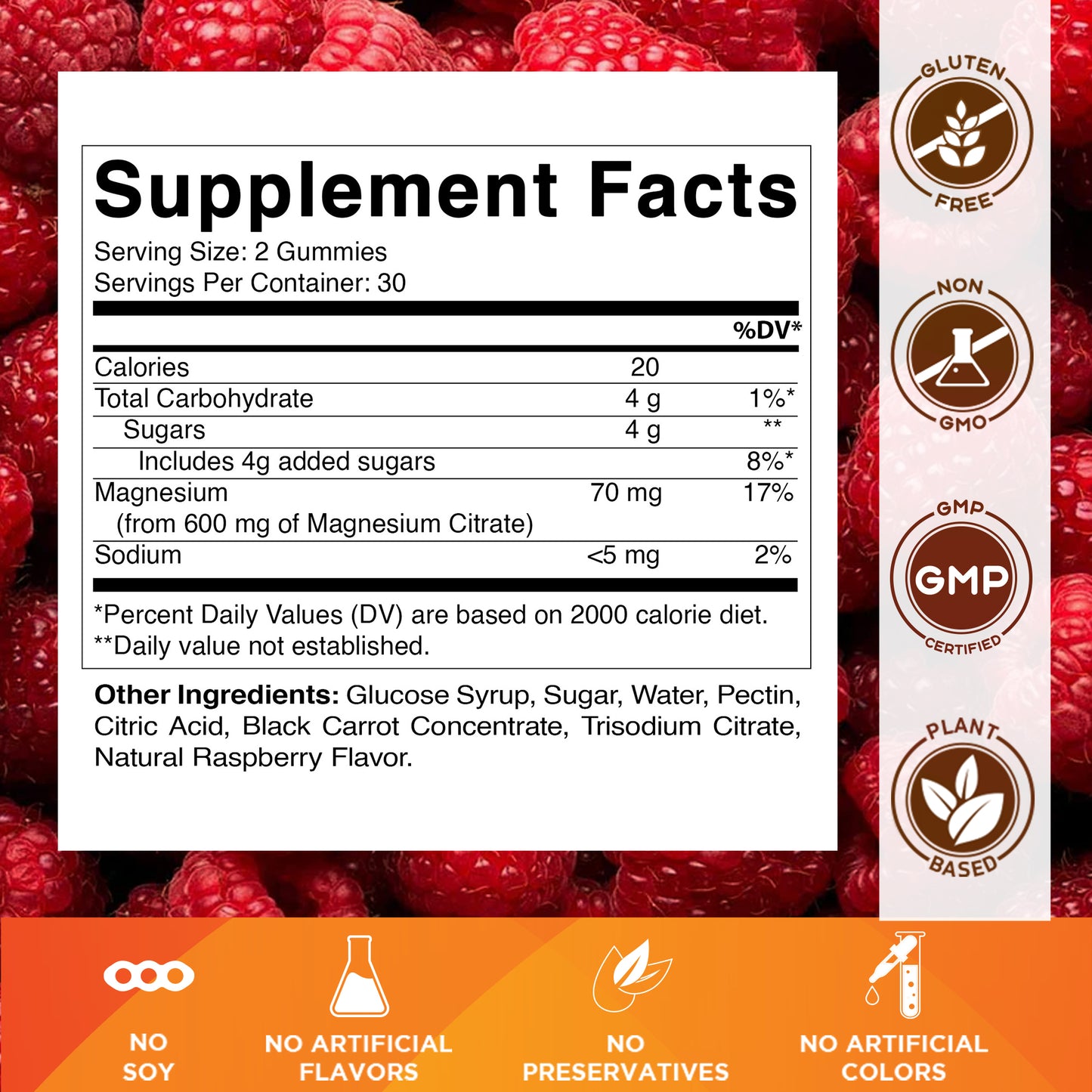 Magnesium Citrate 600mg 60 Vegan Gummies