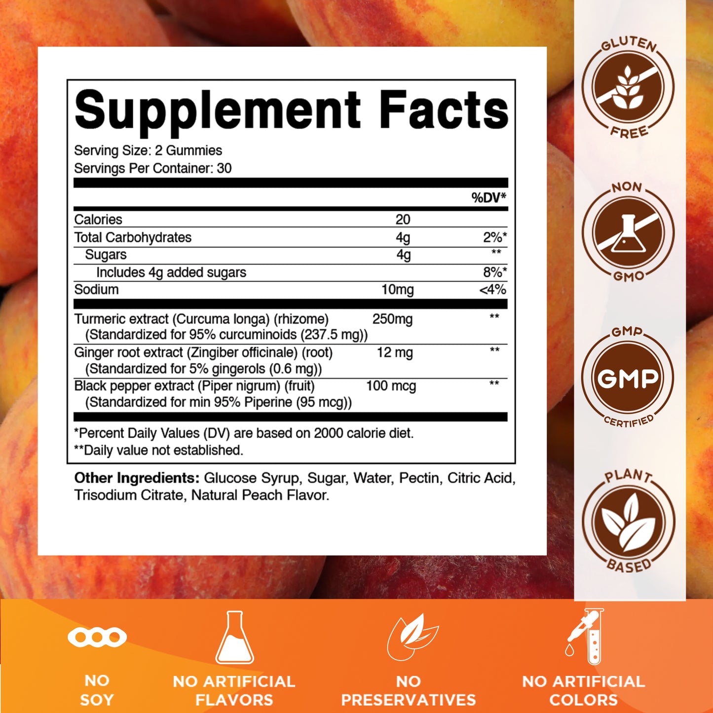 Turmeric Ginger with Black Pepper - 60 Vegan Gummies