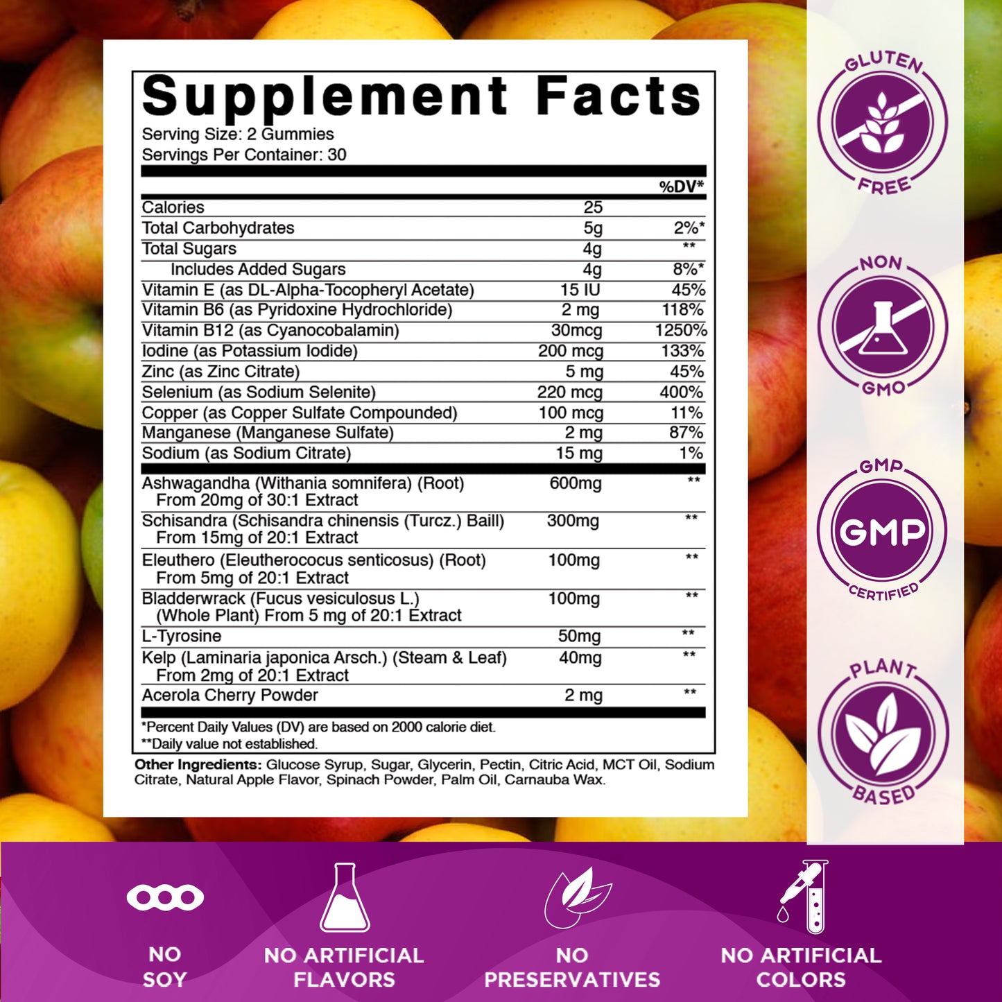 Thyroid Support with Kelp & Iodine - 60 Gummies
