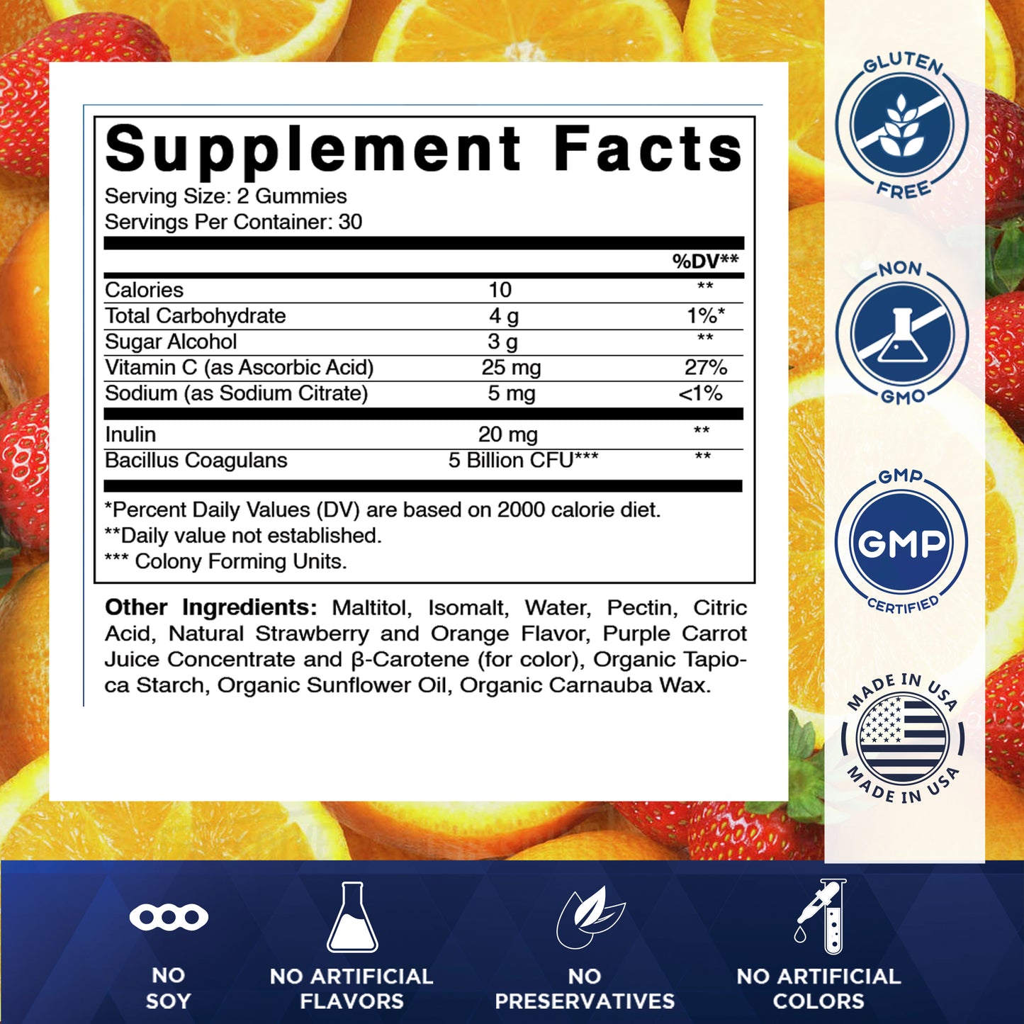 Sugar Free Probiotic 5 Billion - 60 Vegan Gummies
