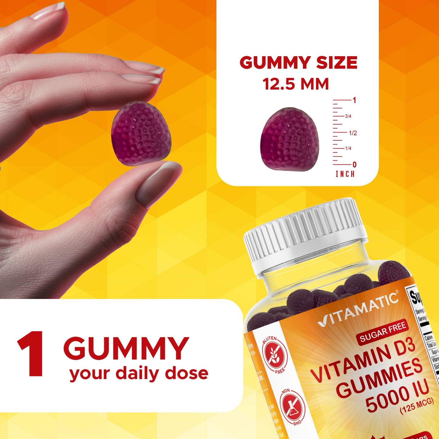 Sugar Free Vitamin D3 5000 IU - 120 Gummies