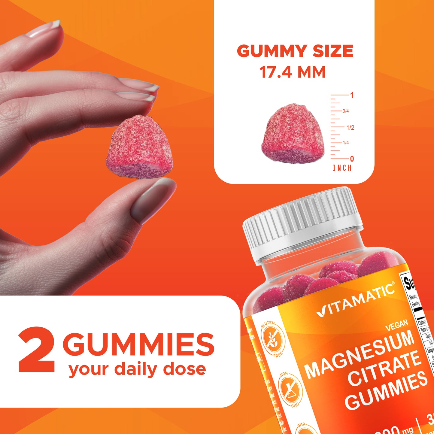 Magnesium Citrate 600mg 60 Vegan Gummies