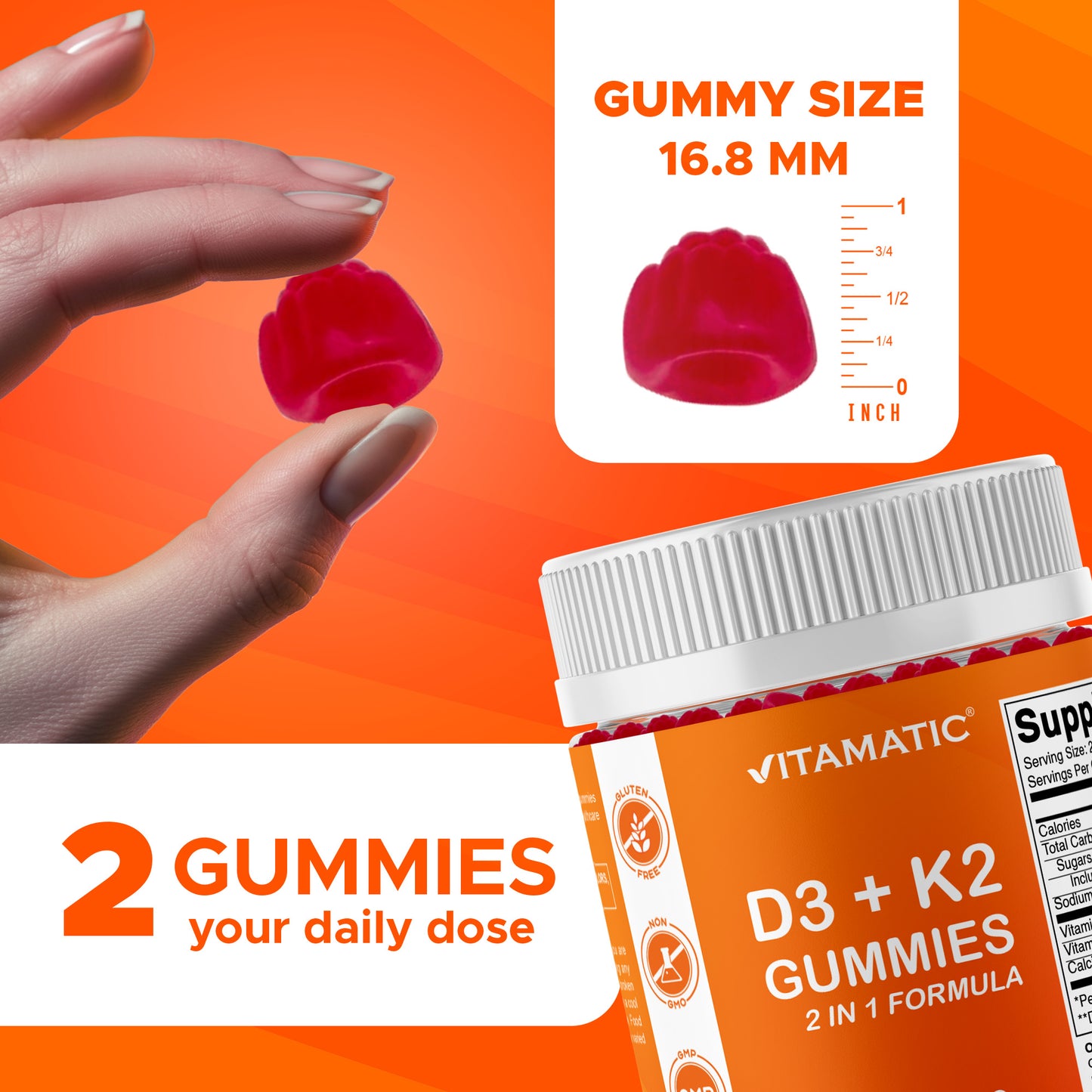 Vitamin D3 K2 with Calcium Gummies - 240 Count