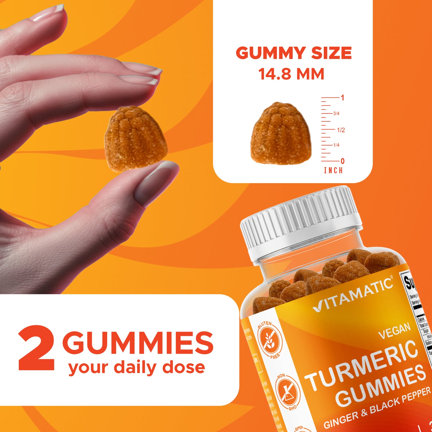 Turmeric Ginger with Black Pepper - 60 Vegan Gummies