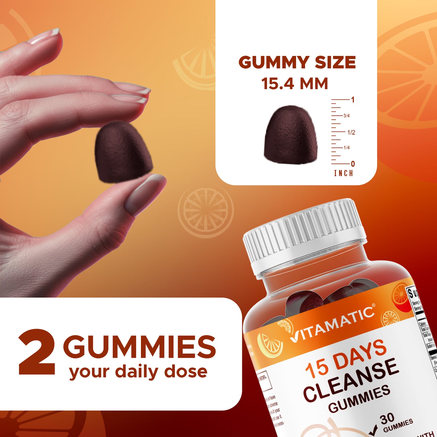 15 Day Cleanse Gummies, Senna, Cascara, Psyllium, Flaxseed, Aloe Vera, Licorice, MCT, Probiotic - 30 Gummies