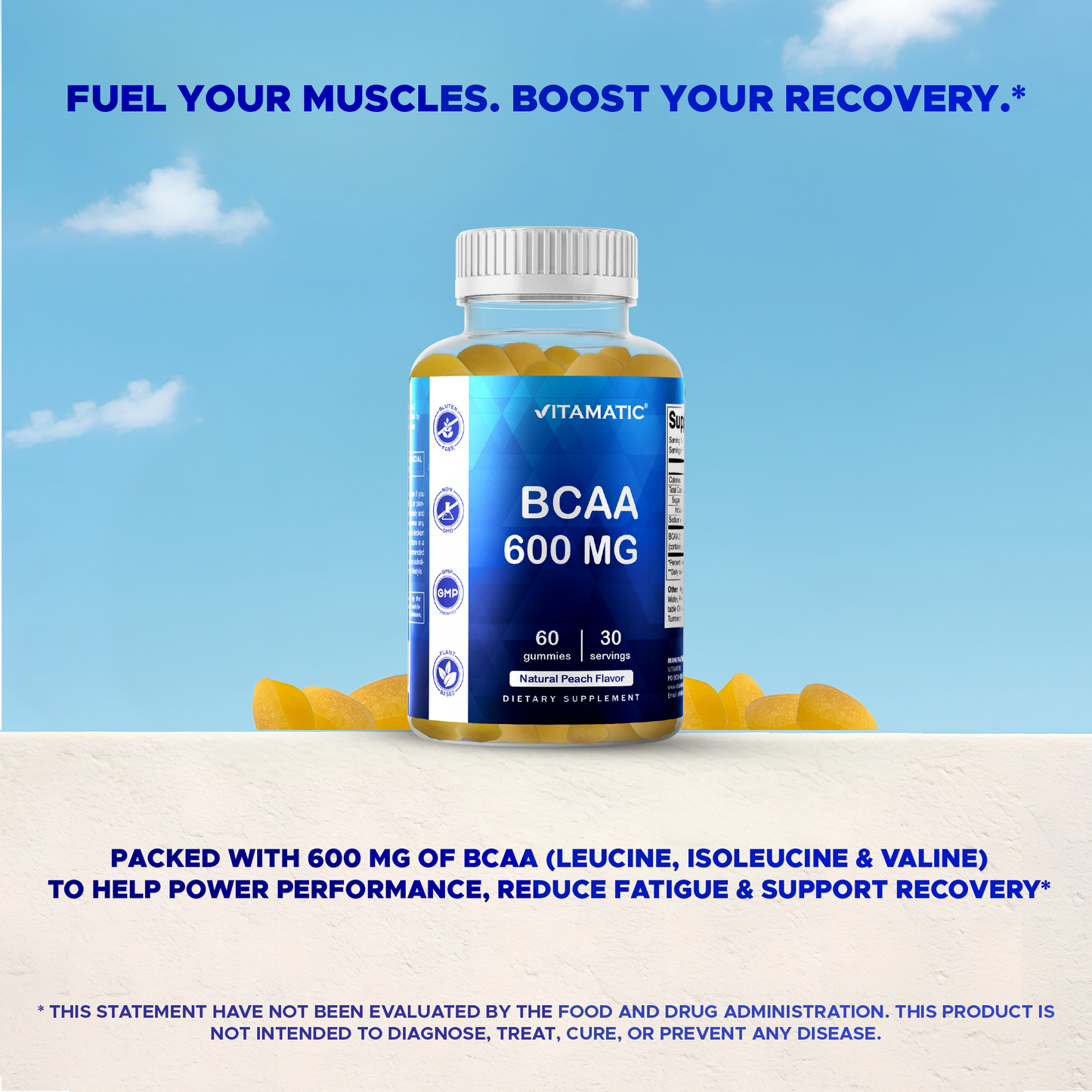 BCAA 600mg - 60 Vegan Pectin Based Gummies