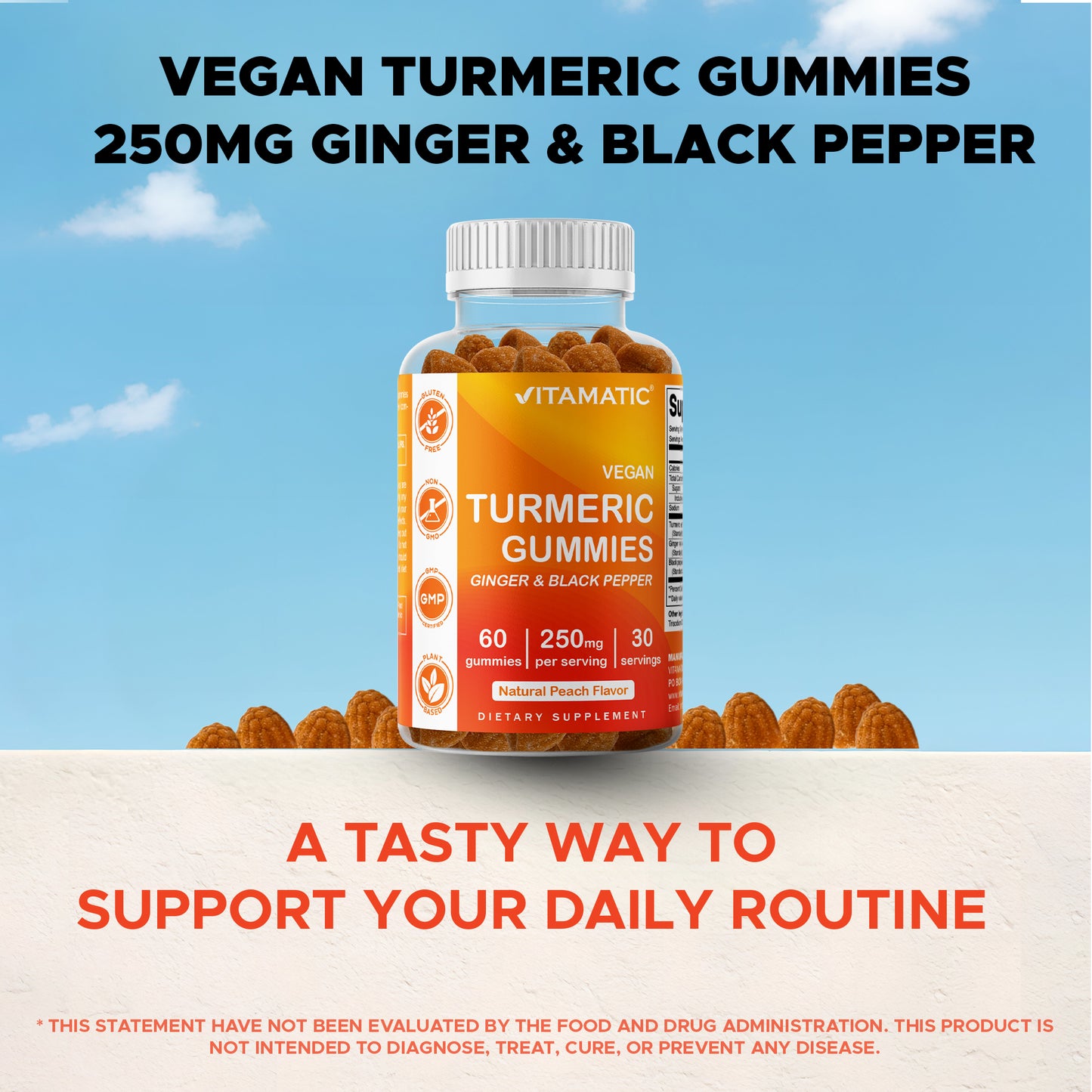 Turmeric Ginger with Black Pepper - 60 Vegan Gummies
