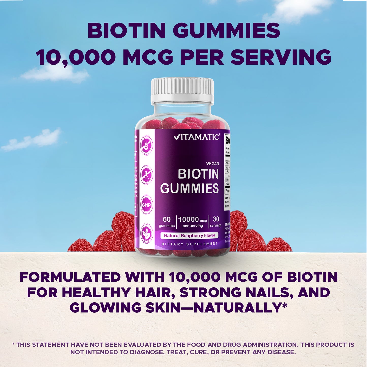Biotin 10,000 mcg 60 Vegan Gummies