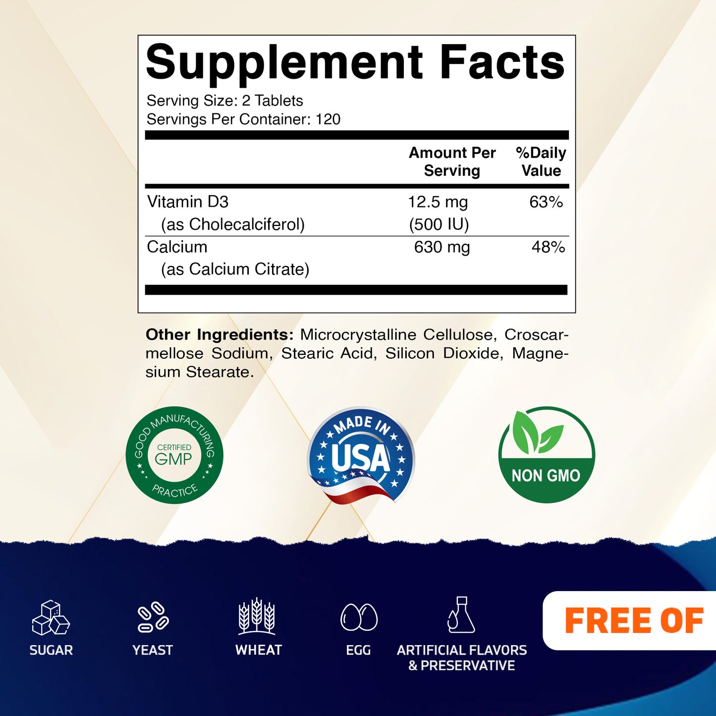 Vitamatic Calcium Citrate with Vitamin D3 – 240 Tablets – High Absorption Calcium Citrate with D3 – Non-GMO, Gluten-Free