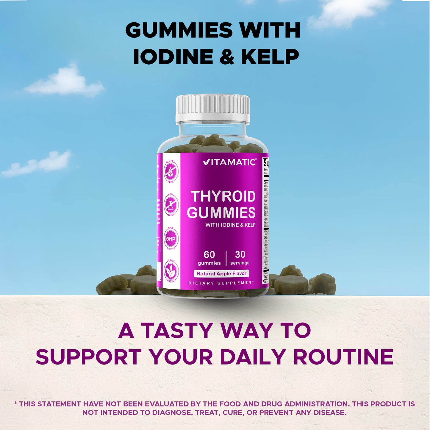 Thyroid Support with Kelp & Iodine - 60 Gummies