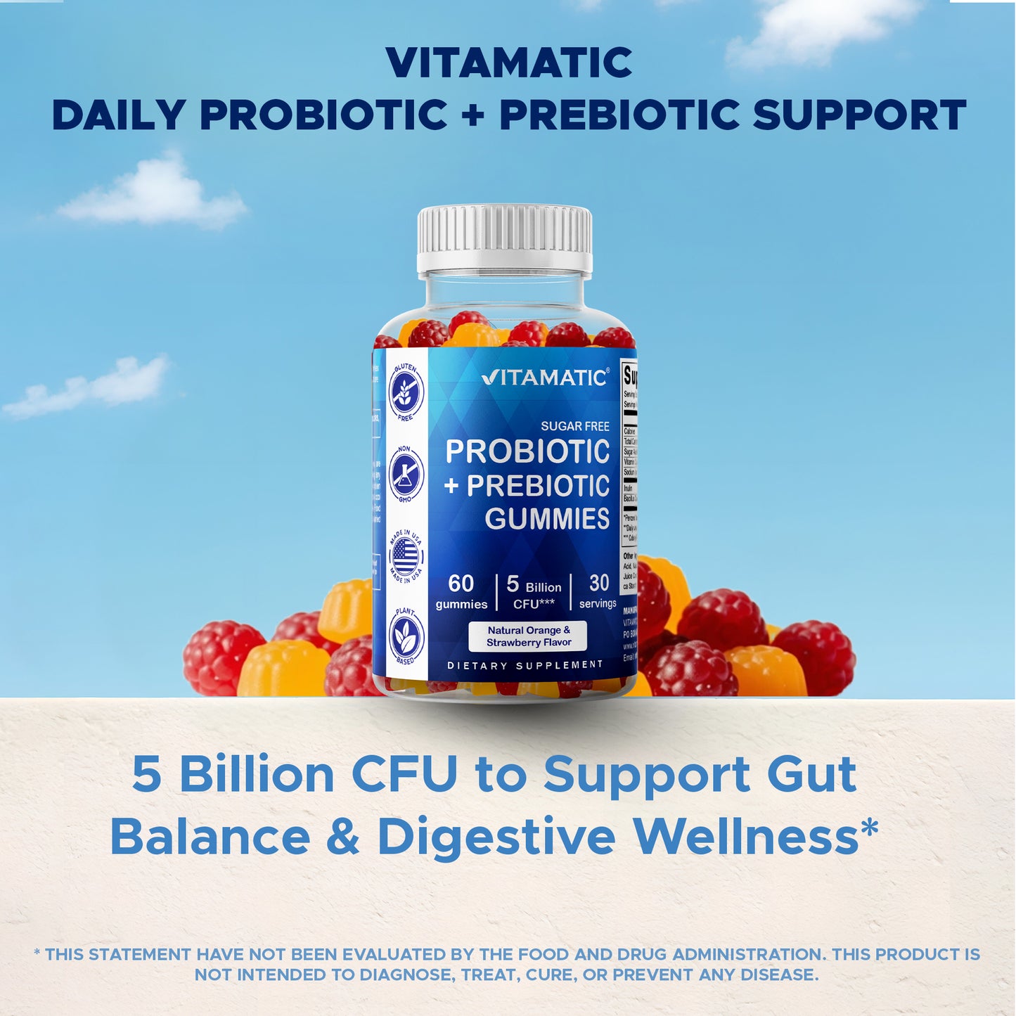 Sugar Free Probiotic 5 Billion - 60 Vegan Gummies