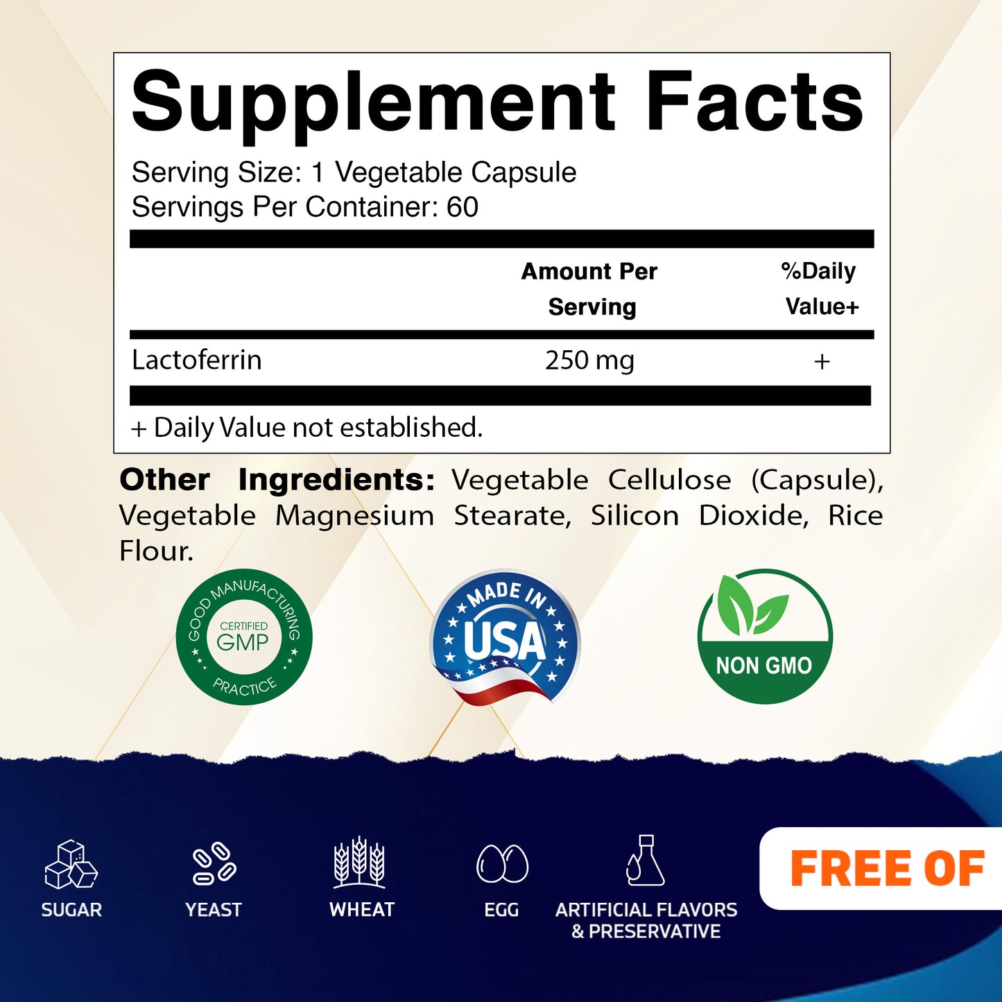 Lactoferrin 250 mg 60 Vegetable Capsules